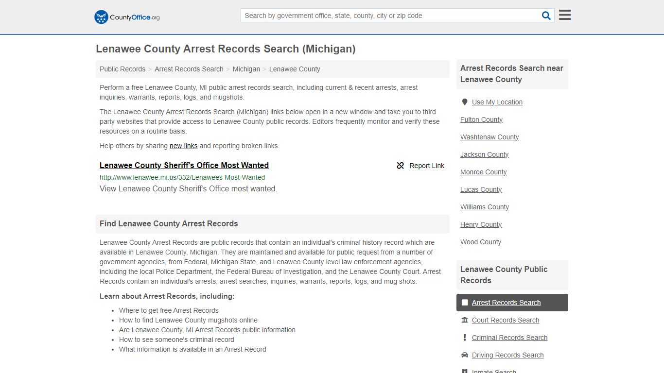 Arrest Records Search - Lenawee County, MI (Arrests & Mugshots)
