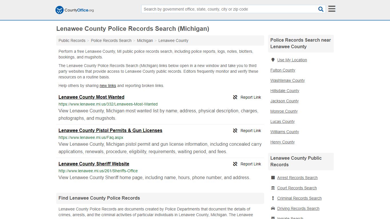 Police Records Search - Lenawee County, MI (Accidents & Arrest Records)